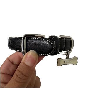 COACH Black Leather Bone Charm Dog Pet Collar Size Small 11” To 13”‎ Designer
